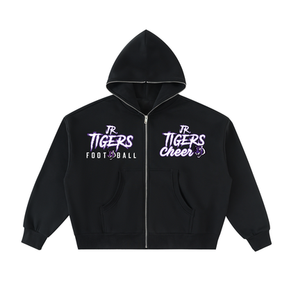 Fleeced Full-Zip Boxy Hoodie